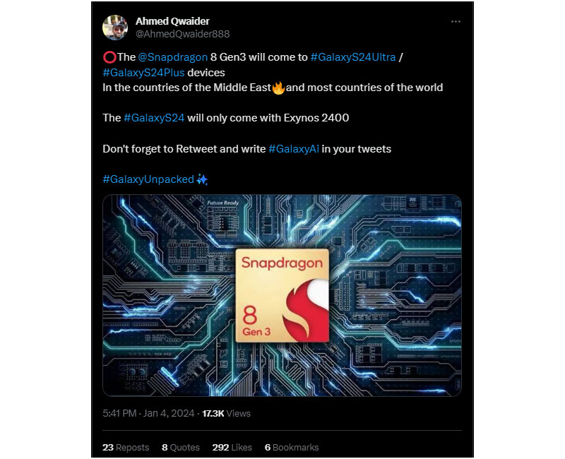Samsung Galaxy S24+ Gets Snapdragon 8 Gen 3 In Most Regions 10 Samsung Galaxy S24+ Gets Snapdragon 8 Gen 3 In Most Regions